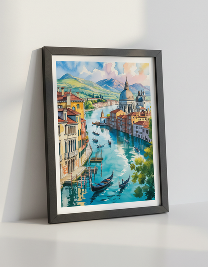 Panoramic Watercolour &amp; Ink Landscape Print | Artistic Wall Art